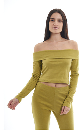 Remera  Sweater Fino Escote Bardot Sin Hombros Strapless