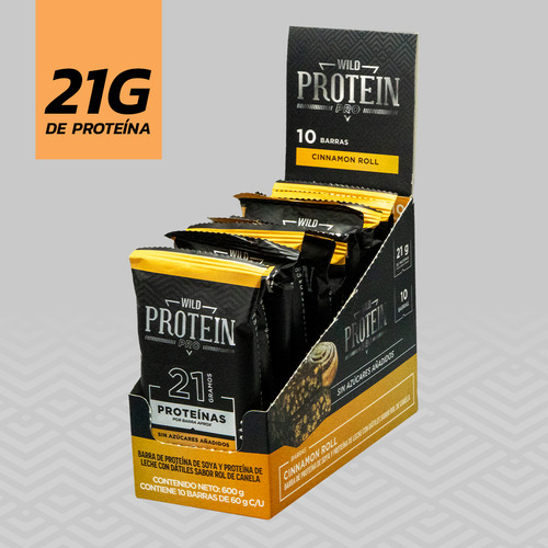 Barra De Proteína Wild Protein Pro Cinnamon Roll 10 Unidades Cinnamon Roll