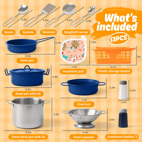 Set Accesorios Cocina Juguete Niños Utensilios Acero Inox. C