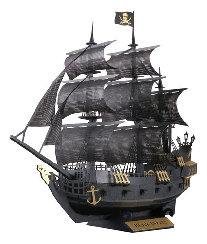 Kit De Construccion De Papel Nano, Barco Pirata Negro