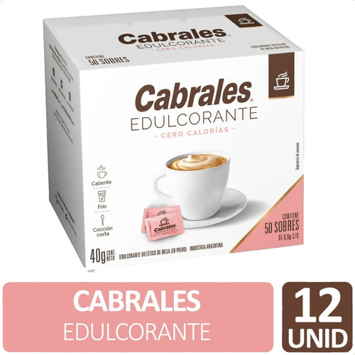 Imagen 1 de 7 de Edulcorante Cabrales X 50 Sobres 40g Pack X12 Cajas
