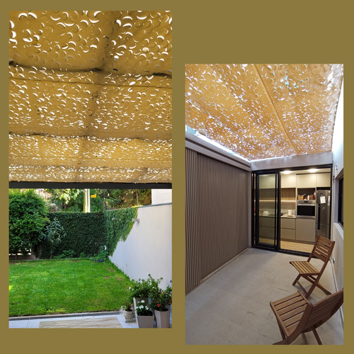 Media Sombra Camuflaje 4,50 X 4 M Con Kit Techo Pergola Deco Beige