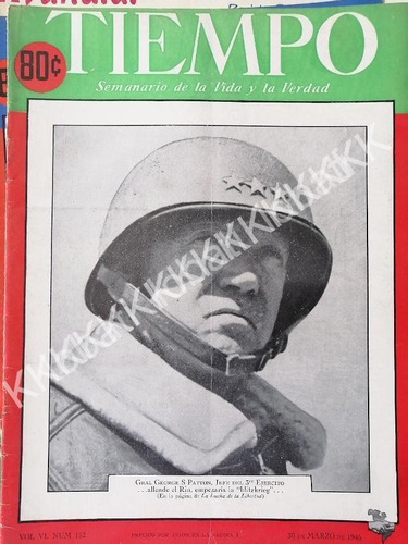 Cartel Retro Portada Antigua Con George Patton 1945 /