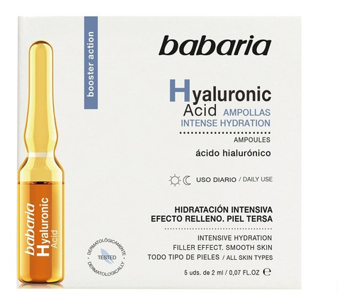 Ampolletas Babaria Acido Hyaluronic Hidratación Intensa Caja