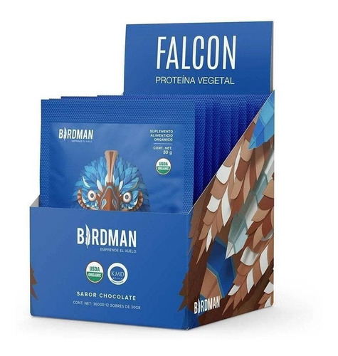 Suplemento en polvo Birdman  Falcon Protein proteínas sabor chocolate en sobre de 30g pack x 12 u