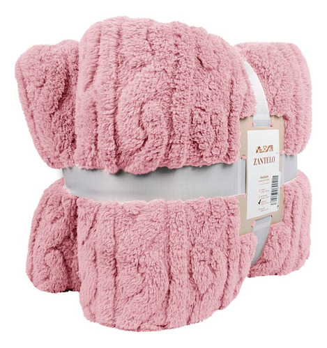 Cobertor Ligero King Size Jumbo Cobija Suave Grabada Color Rosa Diseño De La Tela Grabado