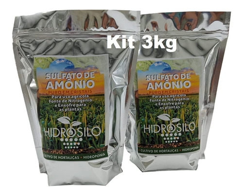 Fertilizante Sulfato De Amônio Puro Em Cristais - Kit 3 Kg 