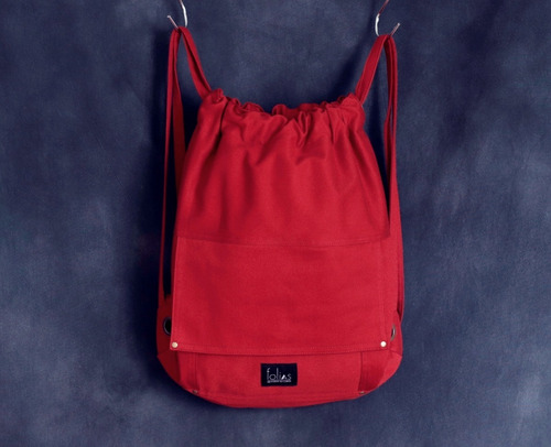 Mochila De Tiras (string) Em Sarja Vermelha - Folias