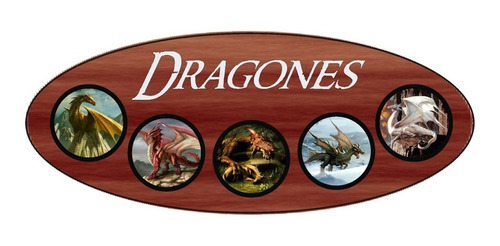 Cartel Adorno Dragones,  Barbacoa. 65x26cm