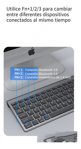 Juego De Teclado Y Mouse Recargable 2.4 Ghz + Bt Computadora