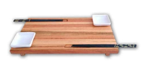 Plato De Sushi Doble Kiso Con Salseras - Raiz - Madera Pura