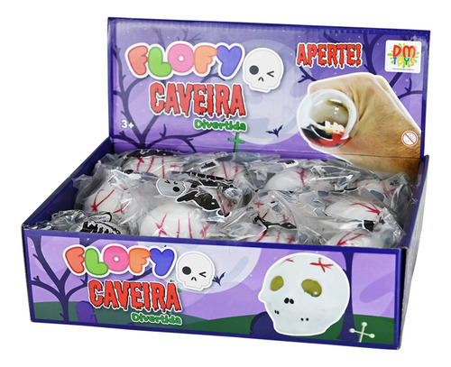 Kit 2 Bolas De Apertar Squish Caveira Flofy Fofo Antistres Cor Sortidos