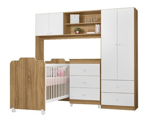 Imagem 9 de 10 de Quarto De Bebê Armário Conjugado Berço Baby E Cômoda Leartam