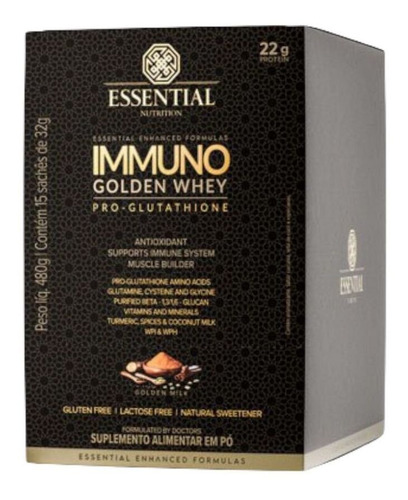 Whey Immuno Pro-glutathione 15 Sachês 32g (480g) Essential Sabor Golden Milk
