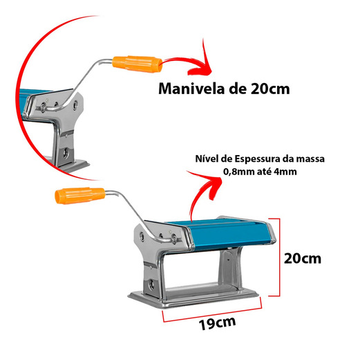 Imagem 5 de 6 de Máquina Macarrão Cilindro Massa Caseira Talharim 123útil