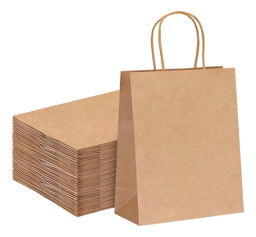 Bolsa De Papel Madera Con Manija Marron Kraft 41x30x12 X50u