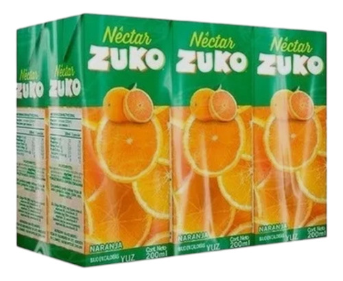 Pack 12 Zuko Jugo Bombillin 200cc Sabor Naranja 