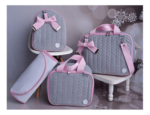 Kit de bolsa de maternidad de color gris o cuadrado con mochila EB