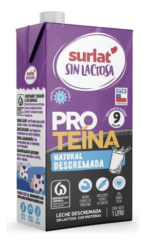 Lecher Surlat Sin Lactosa Con 9g Proteina 1l