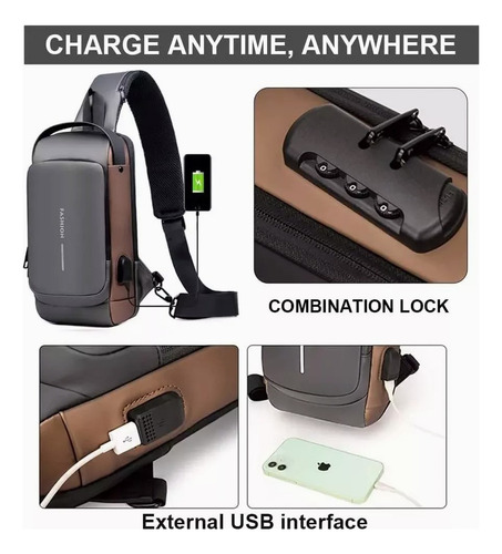 S Bolso De Hombro Antirrobo Con Carga Usb Para Hombre