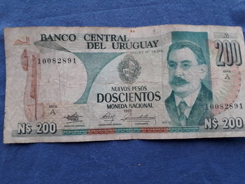 Billete De Uruguay De N$ 200año 1986 Rotondaro 27a N10082891