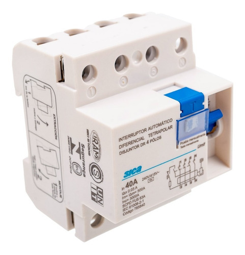 Imagen 3 de 7 de Disyuntor Diferencial Sica - Tetrapolar 40a - Garantía Iram
