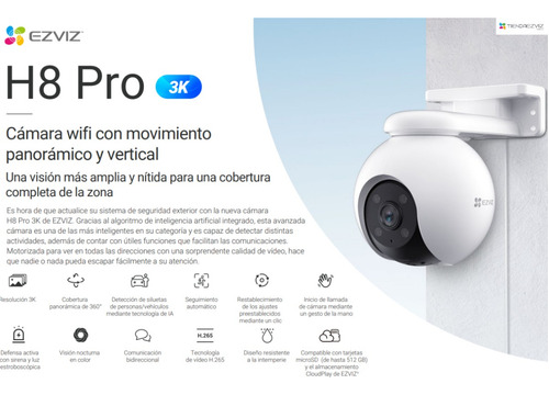 Imagen 2 de 10 de Camara Ezviz Ext H8 Pro 3k Wifi 360 Inteligencia Color 24 H