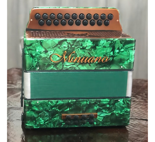 Acordeon 8 Baixos Minuano 8/21 Verde Revestida Celuloide