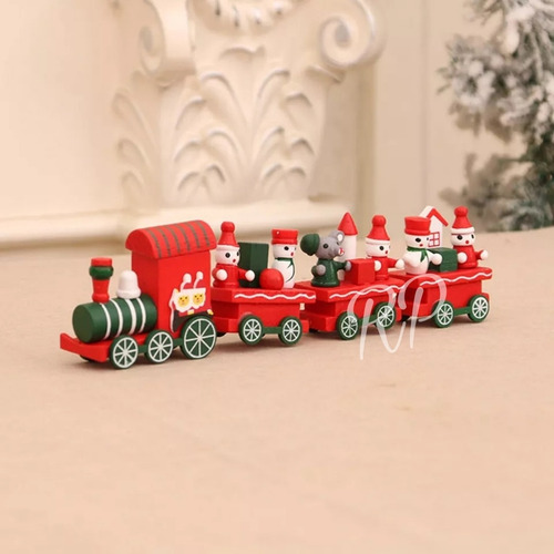 Trencito De Madera Pequeño Navidad