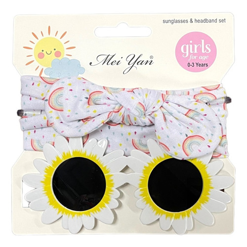 Set De Cintillo Arcoiris Y Lentes Girasoles Para Bebe Y Niña