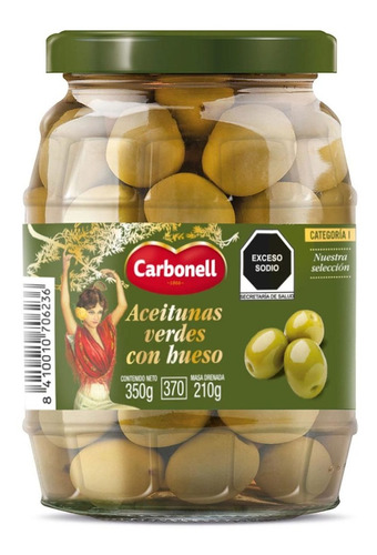 Aceitunas Carbonell Verdes Con Hueso 350g