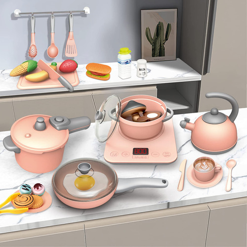 Set 61 Accesorios Cocina Infantil 1-3 Años, Placa Inducción.