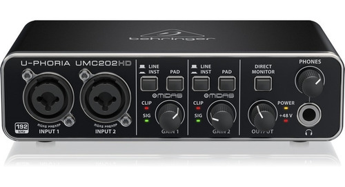 Behringer Umc202hd Interfaz Audio 2 Ch 2 Mic 24-bit/192khz