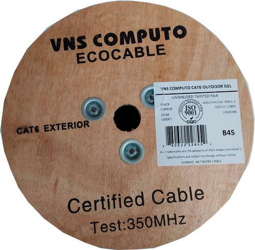 Cable Utp Cat6  Exterior 4 Pares C/gel 305mts 100% Cobre B45