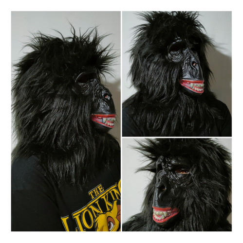 Mascara Gorila Halloween Color Negro Mono, Látex 