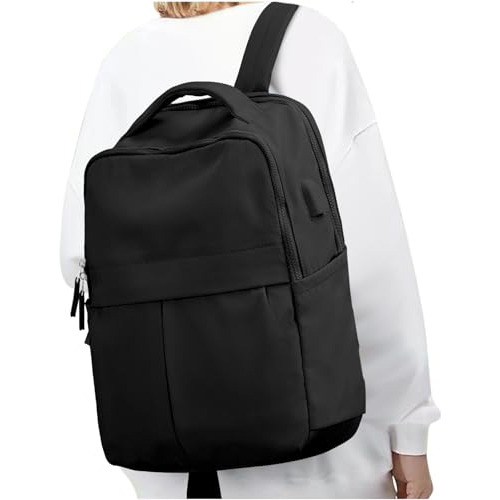 Black Travel Laptop Backpack For Women Men Sports Gym B...