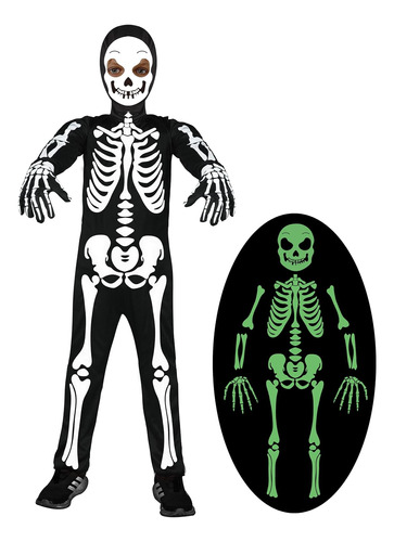 Disfraz De Esqueleto Para Niña Talla 10-12 Años-blanco/negro