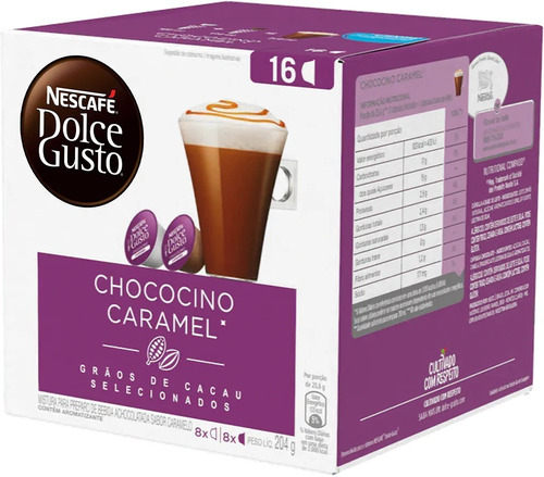 Chococino em Cápsula Caramel Nescafé Dolce Gusto Caixa 204g 16 Unidades