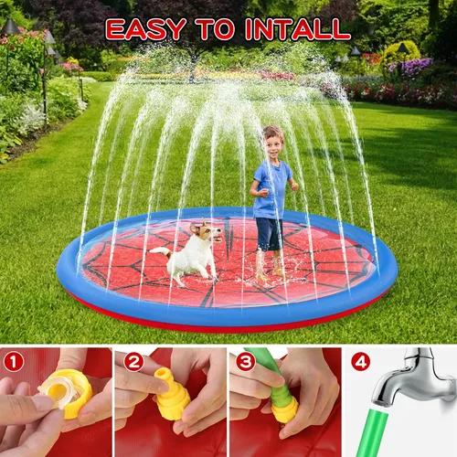 Almohadilla de Salpicaduras para Perros Antideslizante Aspersor Piscina para Perros con Juguete de Disco Volador Alfombra Almohadilla de Salpicaduras para Perros Antideslizante Aspersor Piscina para Perros con Juguete de Disco Volador Alfombra