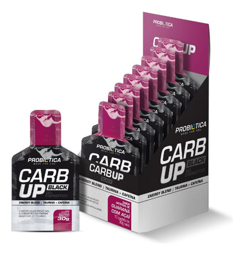 Caixa 10 Carb Up Gel Black Cafeína Probiotica Energy Blend