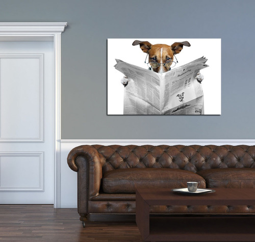 Vinilo Decorativo 30x45cm Perro Leyendo Nerd Intelectual