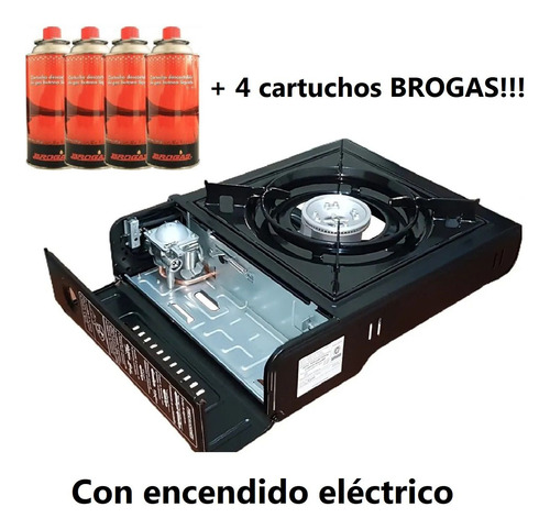 Imagen 3 de 6 de Anafe Portatil Para Camping Kovea + 4 Cartuchos Brogas Butan