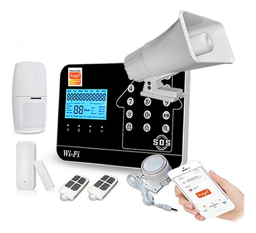 Kit De Alarma Hibrida Tuya Smart Wifi Gsm Pstn Salida Rele