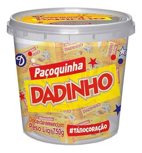 Bala Dadinho Paçoca Paçoquinha Rolha Pote 750g