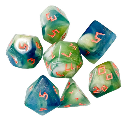 3 X 7 Dados Poliédricos Acrílicos Para Fiesta, Estilo D