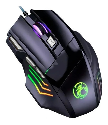 Mouse Gamer Preto Para Jogo 2400 Dpi Óptico Com Led Rgb Usb