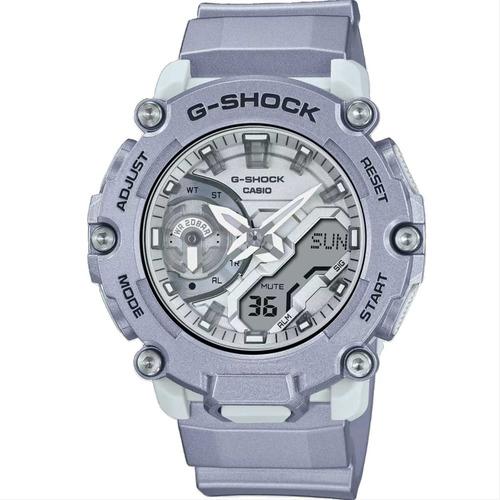Correa de reloj Casio G-shock Forgotten Future GA-2200FF-8adr, color plateado y bisel plateado, color de fondo plateado