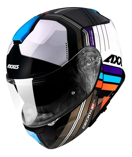 Imagen 2 de 7 de Casco Moto Rebatible Axxis Gecko Epic B7 Gris Blanco Brillo