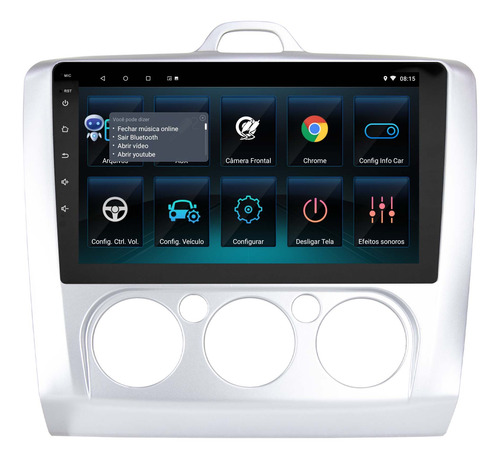 Multimidia Focus 08/13 9p Android 14.0 2gb Voz Carplay Qled