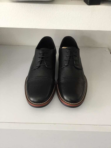 Zapato Casual De Piel Negra Para Caballero Suela Negra, 3315